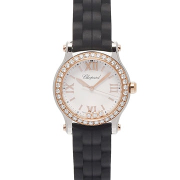 ショパール ハッピースポーツ ダイヤベゼル 3Pダイヤ 278590-6003 ホワイト/ダイヤモンド レディース 時計 【wristwatch】