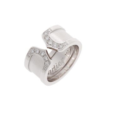 カルティエ 2Cリング LM ダイヤ #50 K18ホワイトゴールド WG レディース ジュエリー 【jewelry】