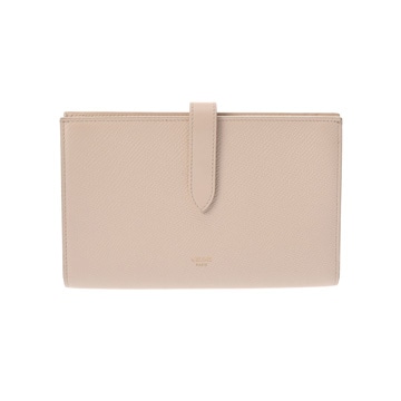 セリーヌ ラージ ストラップ ウォレット ベージュ レザー レディース 財布 【purse】