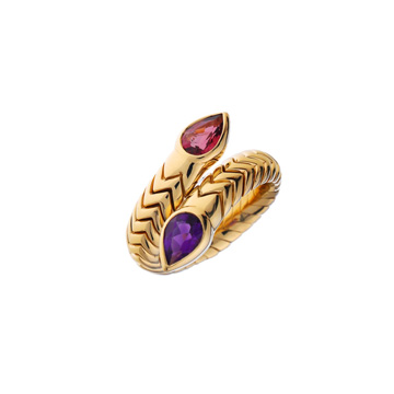 ブルガリ トゥボガス トルマリン アメジスト #10 K18イエローゴールド YG レディース ジュエリー 【jewelry】