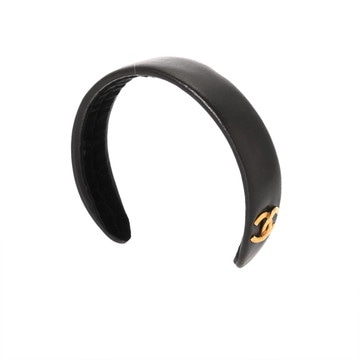 シャネル ココマーク カチューシャ ブラック ラムスキン レディース 【other】