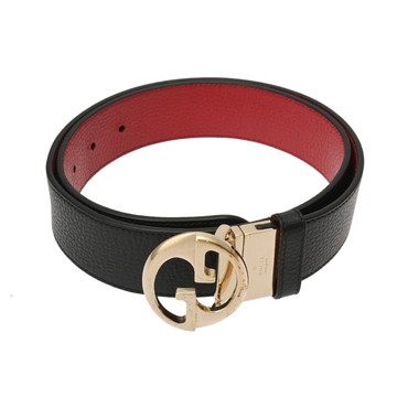 グッチ リバーシブル 85cm 黒/赤/ゴールド金具 180199 レザー メンズ 【other】