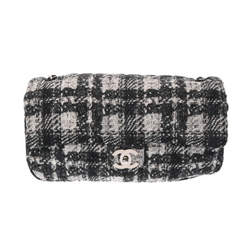 シャネル ツイード柄 チェーンショルダー 黒/白 ナイロン レディース バッグ 【bag】