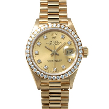 ロレックス デイトジャスト ベゼルダイヤ 69138G シャンパン/ダイヤモンド レディース 時計 【wristwatch】
