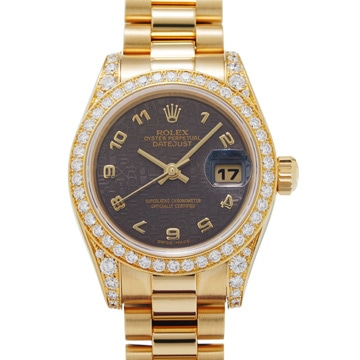 ロレックス デイトジャスト ベゼルダイヤ 179158G ブラックコンピュータ/ダイヤモンド レディース 時計 【wristwatch】