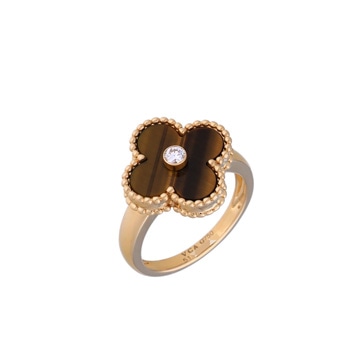 ヴァンクリーフ＆アーペル ヴィンテージ アルハンブラ タイガーアイ K18イエローゴールド YG レディース ジュエリー 【jewelry】