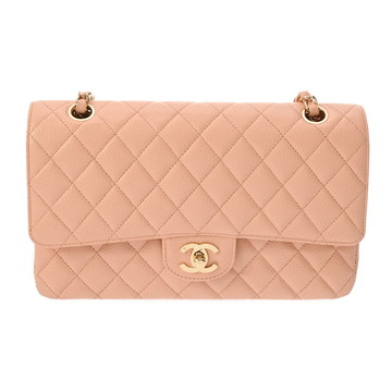 シャネル マトラッセ チェーンショルダー Wフラップ 25cm サーモンピンク キャビアスキン レディース バッグ 【bag】