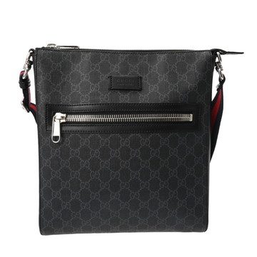 グッチ GGスプリーム メッセンジャーバッグ  ブラック 474137 PVC/レザー メンズ バッグ 【bag】