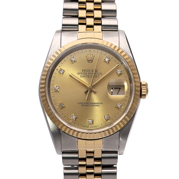 ロレックス デイトジャスト 10Pダイヤ 16233G シャンパン/ダイヤモンド メンズ 時計 【wristwatch】