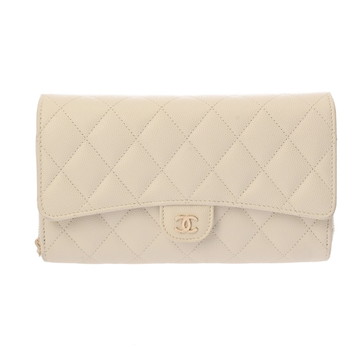 シャネル マトラッセ チェーンウォレット ホワイト キャビアスキン レディース バッグ 【bag】