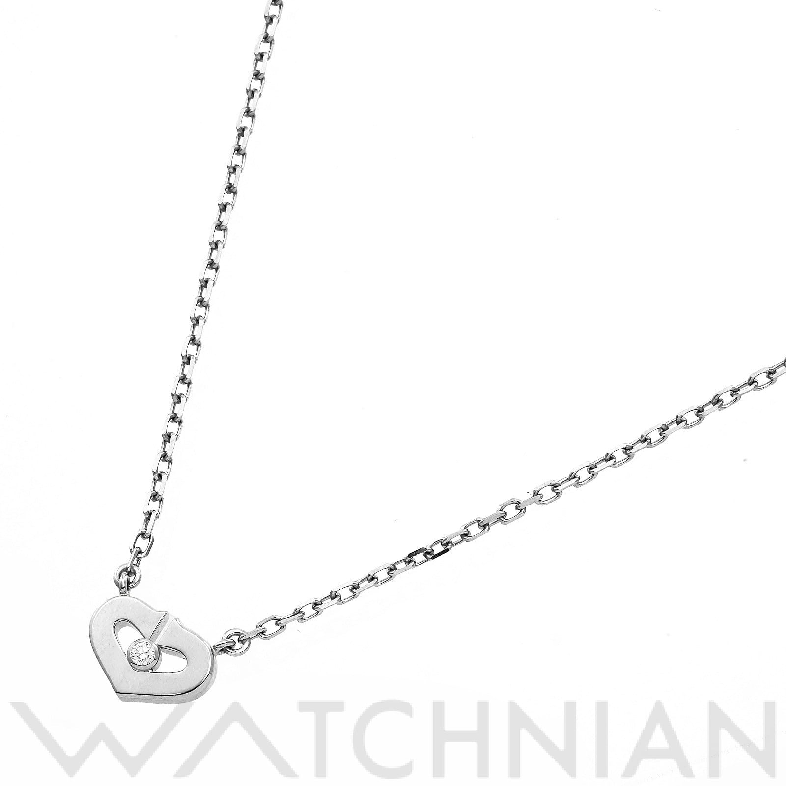 カルティエ Cハート ペンダント ネックレス K18ホワイトゴールド WG/ダイヤモンド レディース ジュエリー 【中古】【jewelry】