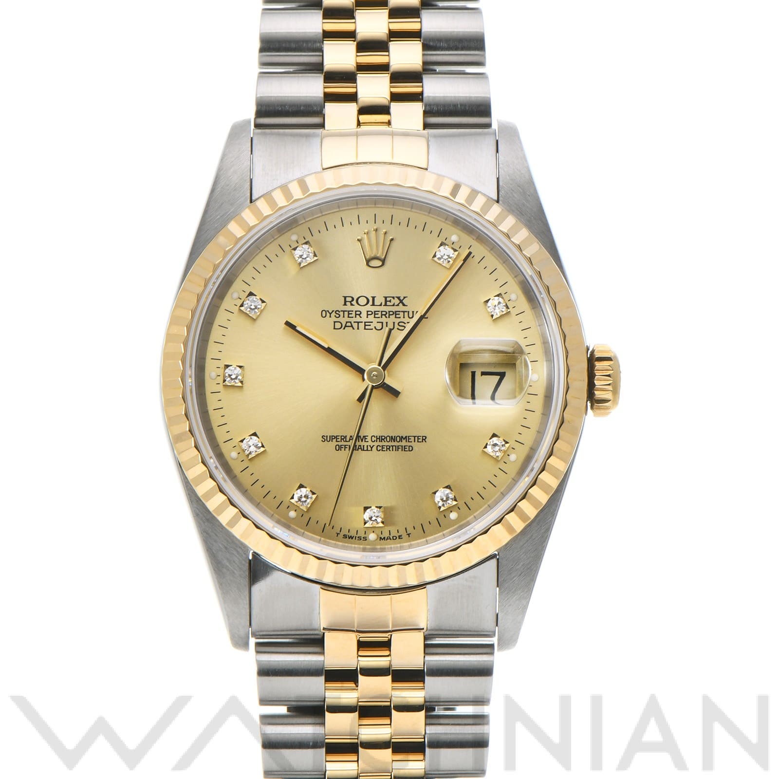 ロレックス デイトジャスト 16233G シャンパン/ダイヤモンド メンズ 時計 【中古】【wristwatch】