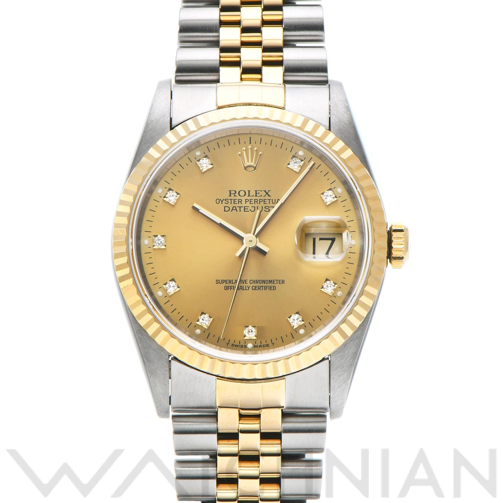 ロレックス デイトジャスト 36 16233G シャンパン/ダイヤモンド メンズ 時計 【中古】【wristwatch】