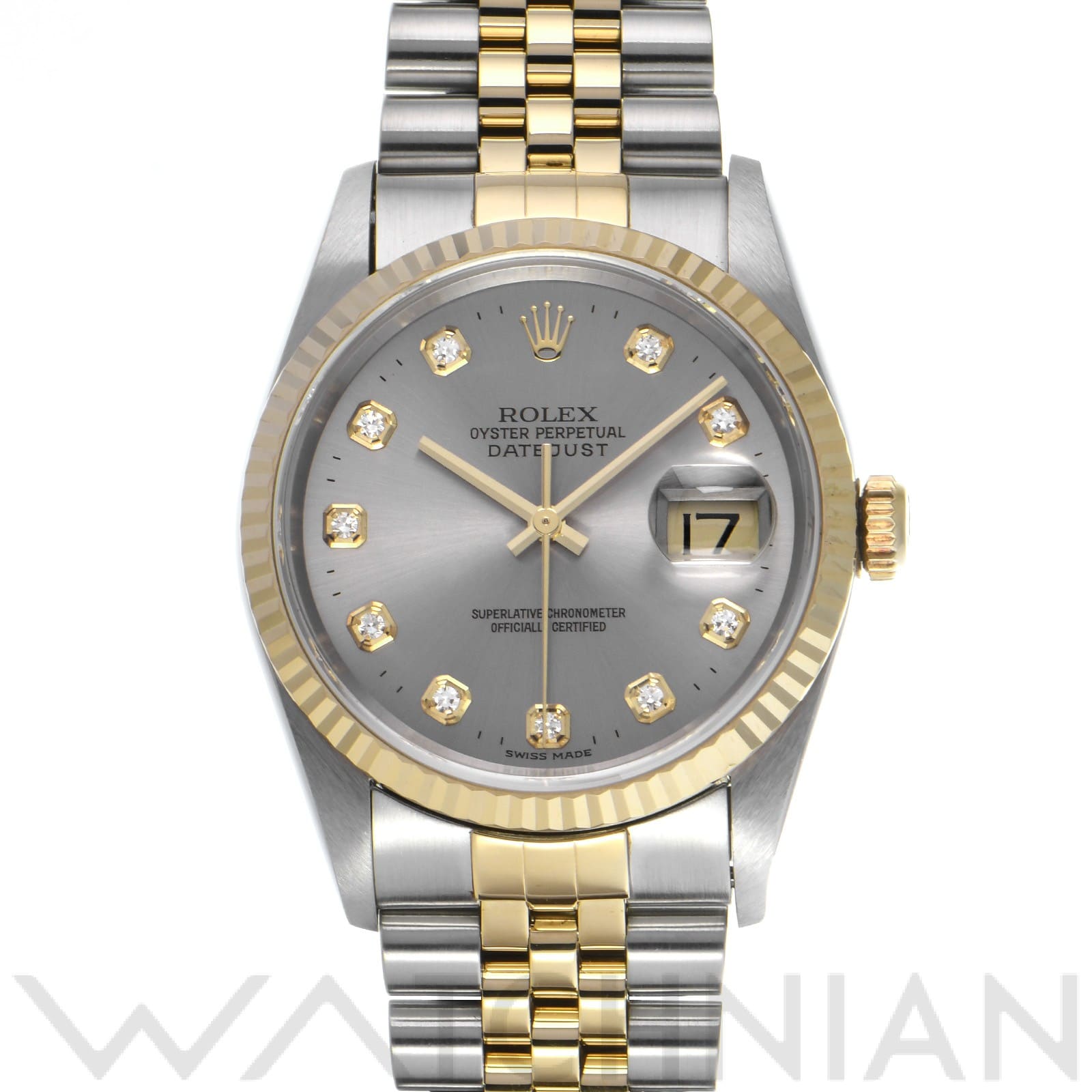 ロレックス デイトジャスト 16233G グレー/ダイヤモンド メンズ 時計 【中古】【wristwatch】