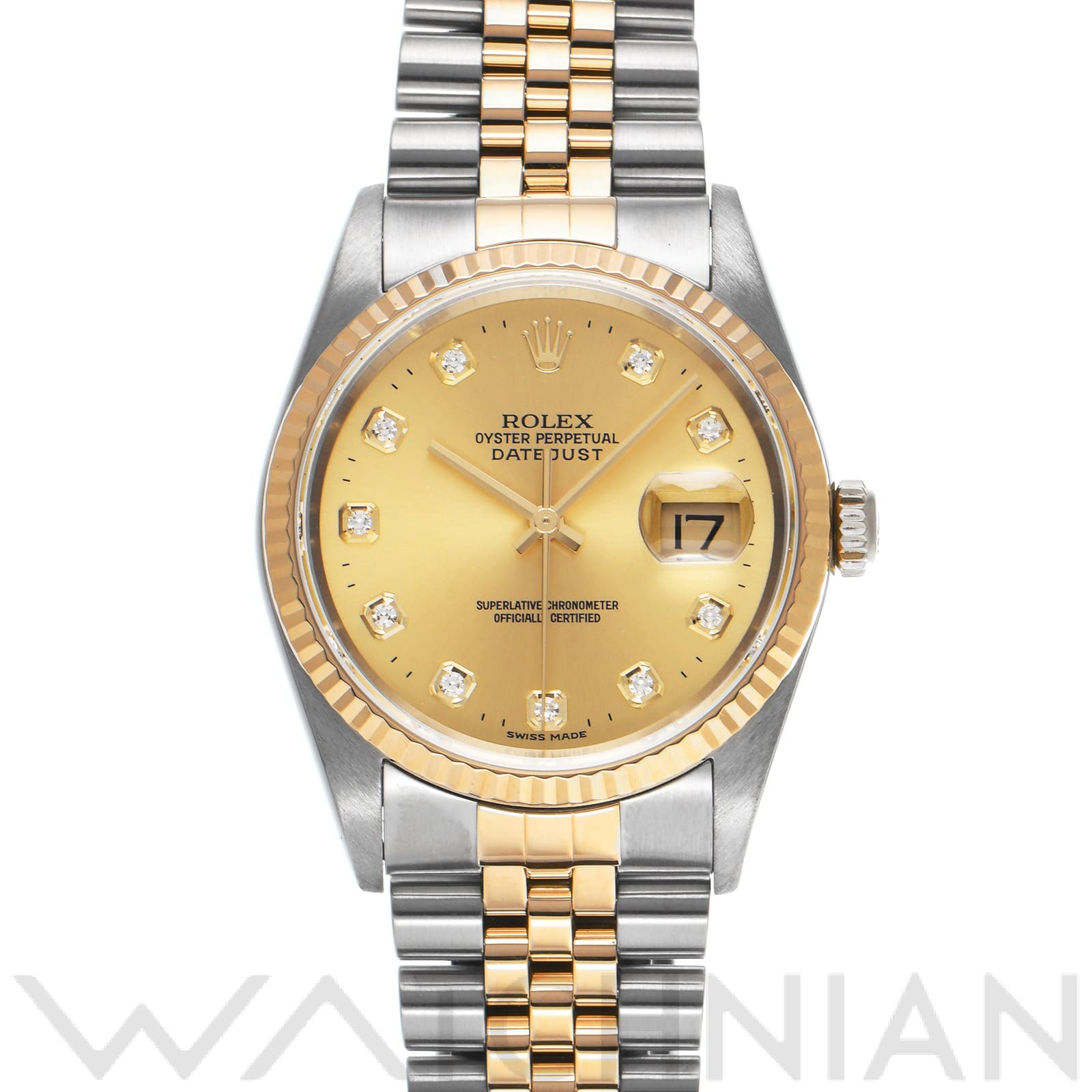 ロレックス デイトジャスト 16233G シャンパン/ダイヤモンド メンズ 時計 【中古】【wristwatch】