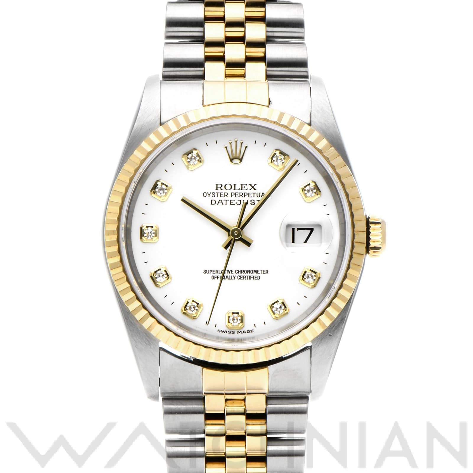 ロレックス デイトジャスト 16233G ホワイト/ダイヤモンド メンズ 時計 【中古】【wristwatch】