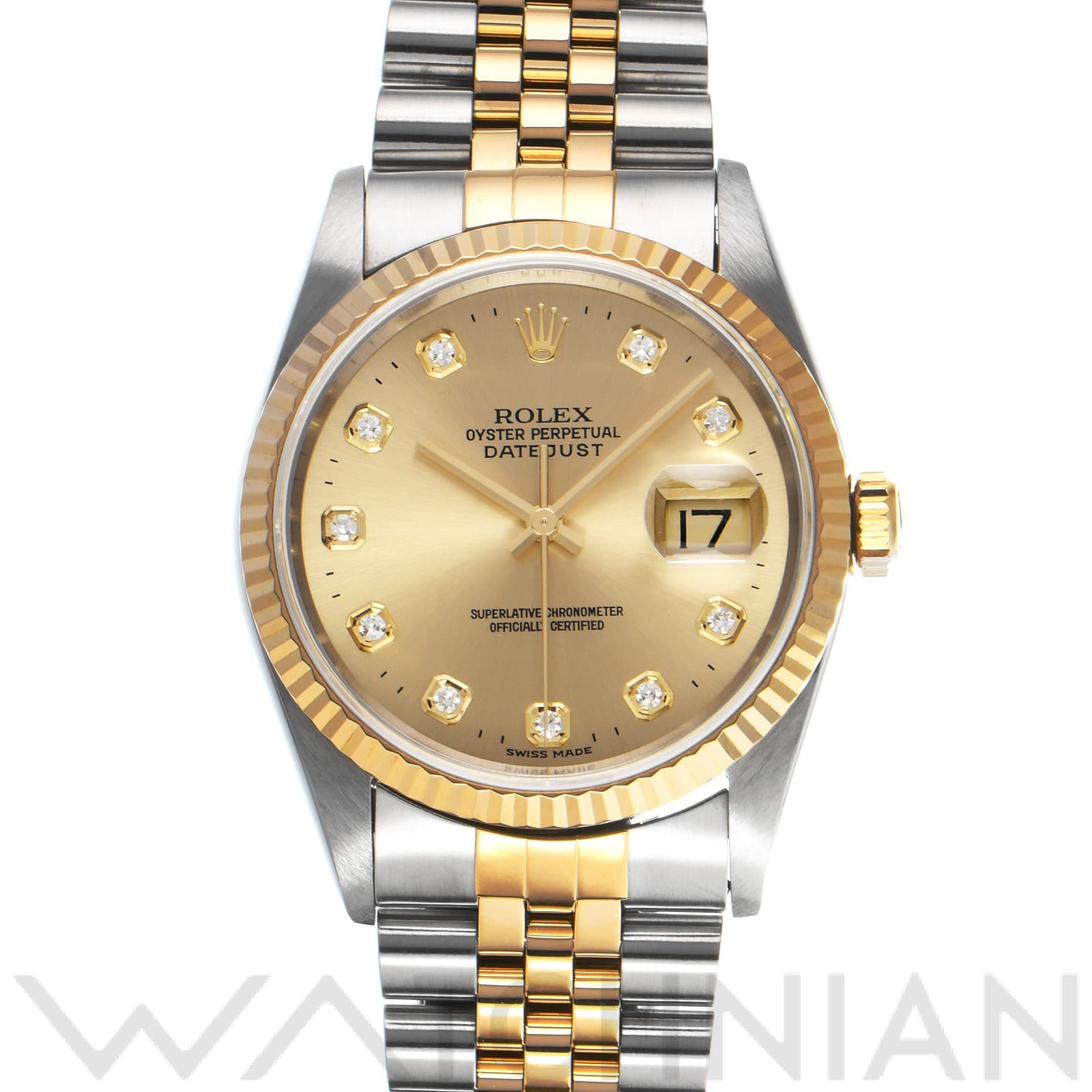 ロレックス デイトジャスト 16233G シャンパン/ダイヤモンド メンズ 時計 【中古】【wristwatch】