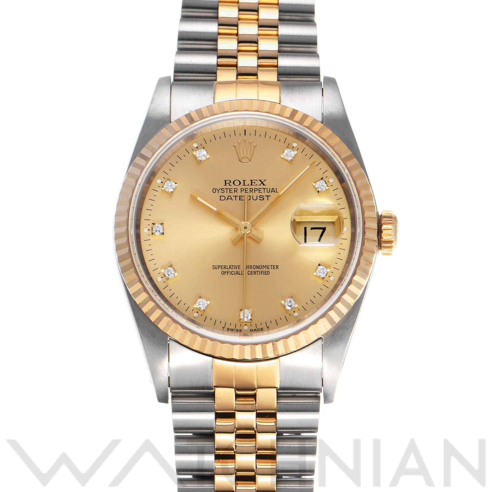 ロレックス デイトジャスト 36 16233G シャンパン/ダイヤモンド メンズ 時計 【中古】【wristwatch】