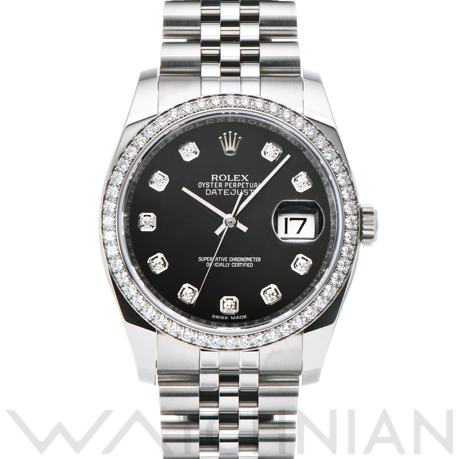 ロレックス デイトジャスト 36 116244G ブラック/ダイヤモンド メンズ 時計 【中古】【wristwatch】