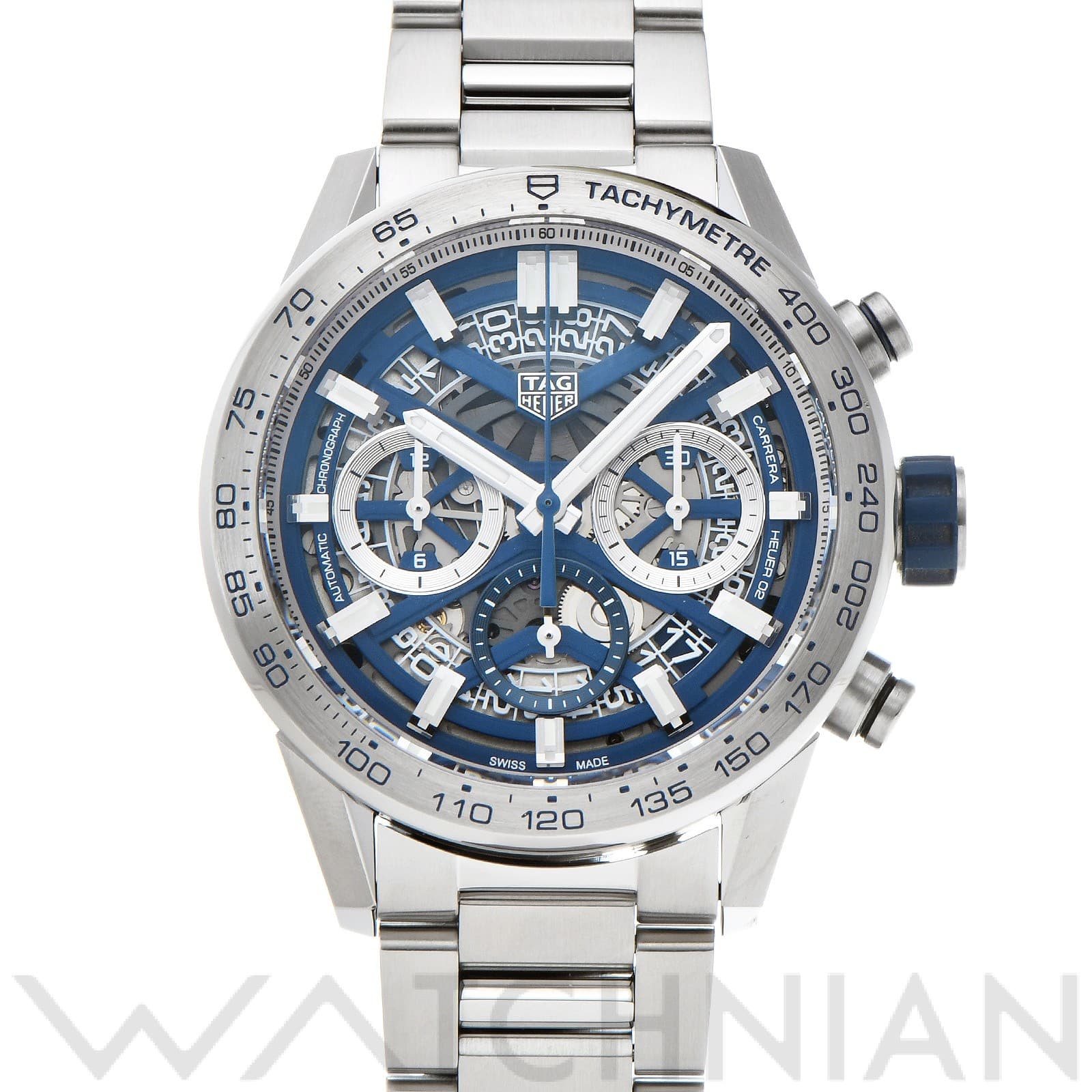 タグ ホイヤー / TAG HEUER カレラ キャリバーホイヤー02 クロノグラフ ブルーエディション CBG2019.BA0662 ブルー/スケルトン メンズ 時計 【中古】【wristwatch】