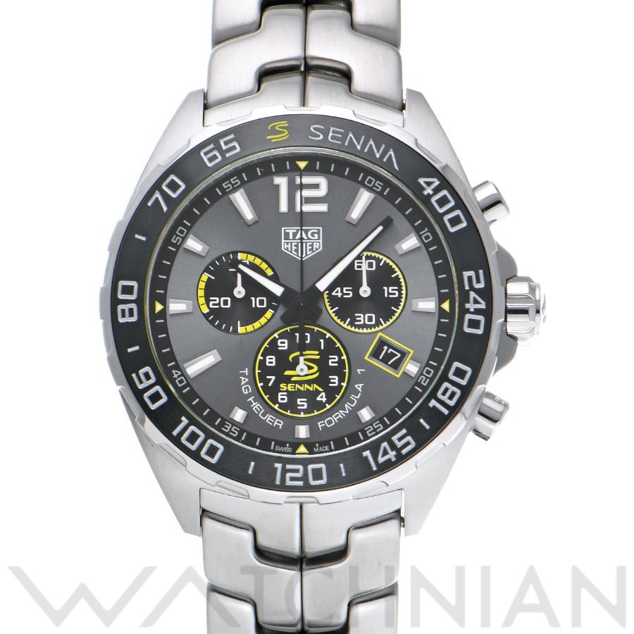 タグ ホイヤー / TAG HEUER フォーミュラ1 クォーツ クロノグラフ アイルトン・セナ CAZ101AF.BA0637 グレー/ブラック メンズ 時計 【中古】【wristwatch】