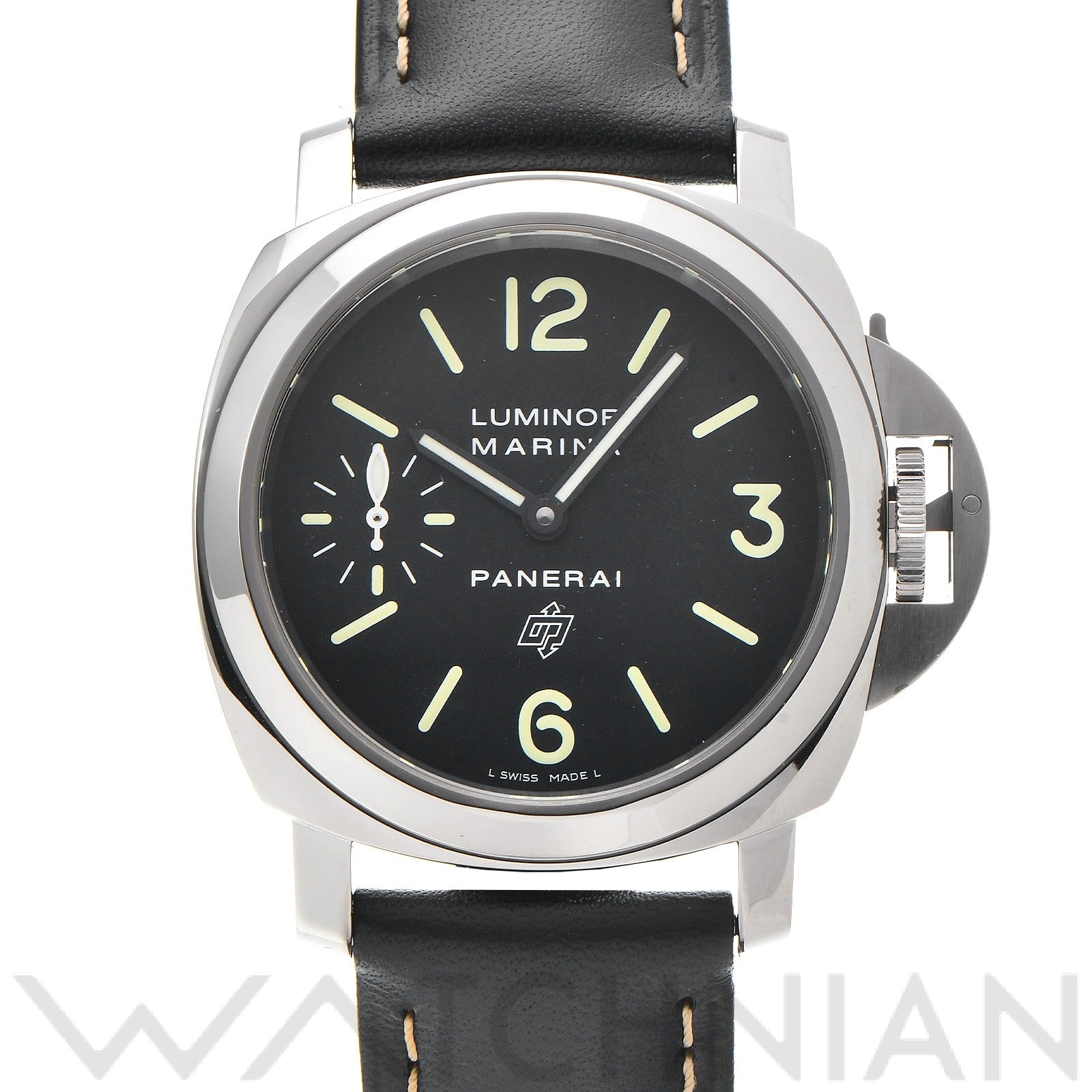 ルミノールマリーナ ロゴ アッチャイオ PAM01005 T番(2017年製造) ブラック パネライ OFFICINE PANERAI メンズ 【中古】
