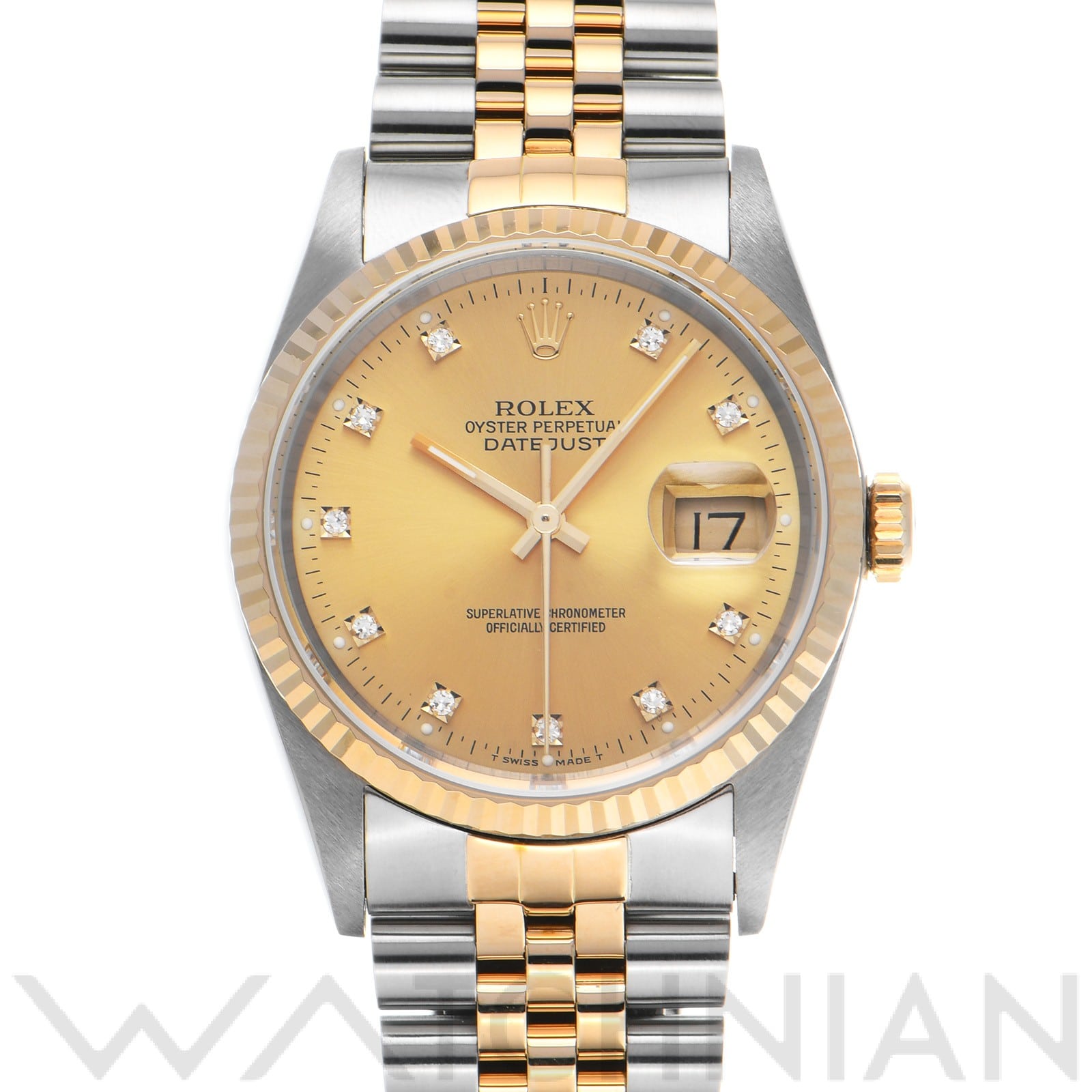 ロレックス デイトジャスト 36 16233G シャンパン/ダイヤモンド メンズ 時計 【中古】【wristwatch】