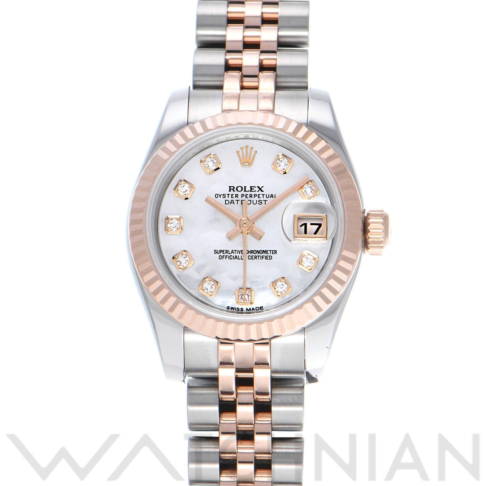 ロレックス レディ デイトジャスト 26 179171NG ホワイトシェル/ダイヤモンド レディース 時計 【中古】【wristwatch】