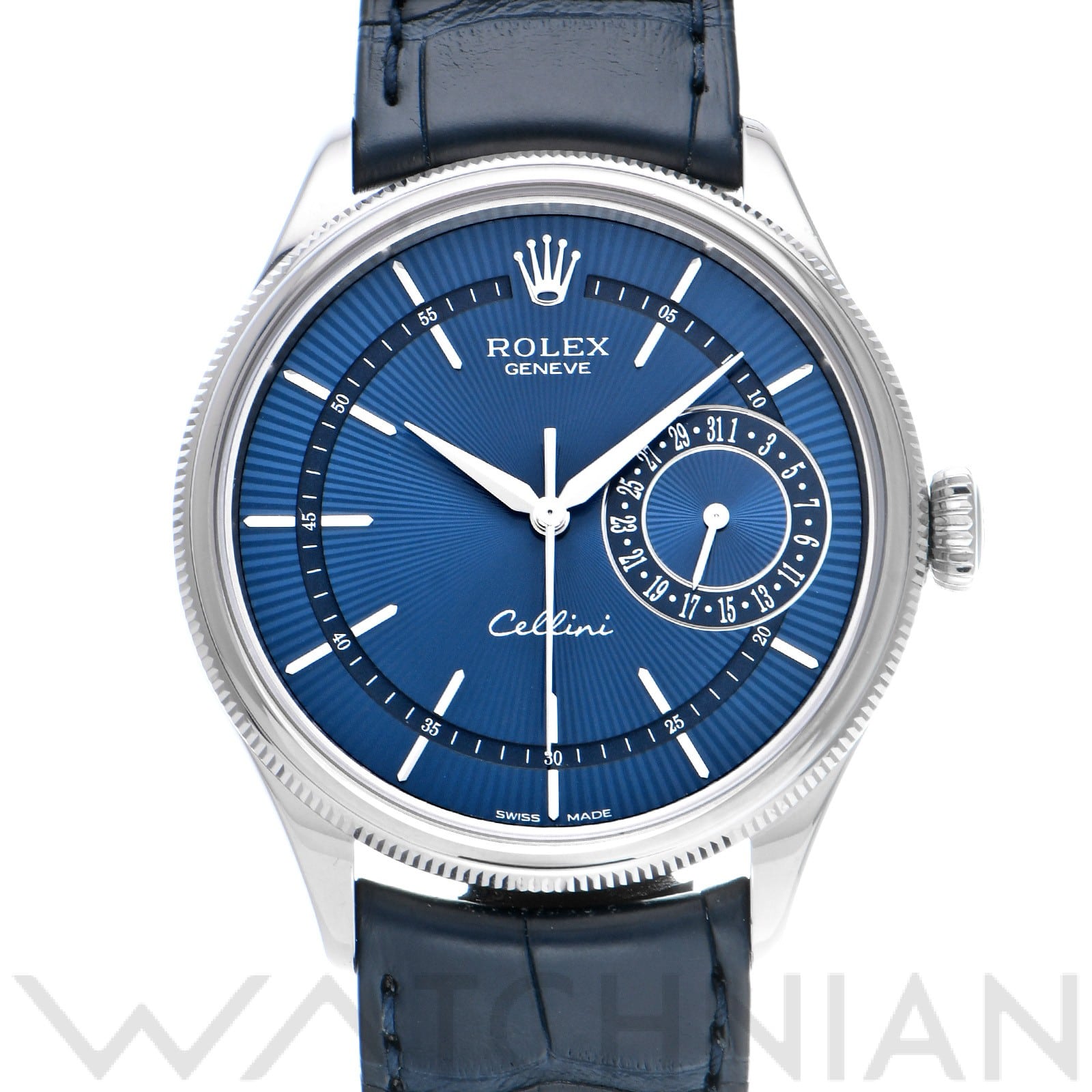 チェリーニ デイト 50519 ランダムシリアル ブライトブルー/ギョーシェ ロレックス ROLEX メンズ 【中古】