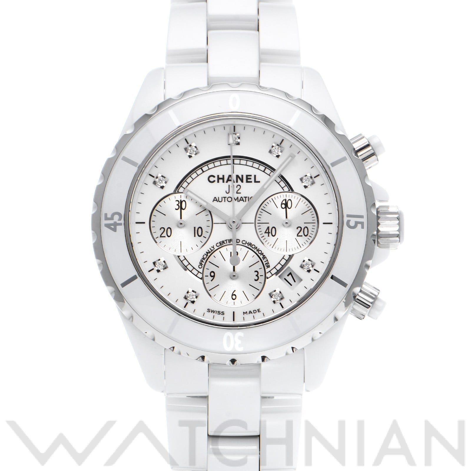 シャネル / CHANEL J12 クロノグラフ H2009 ホワイト/シルバー/ダイヤモンド メンズ 時計 【中古】【wristwatch】