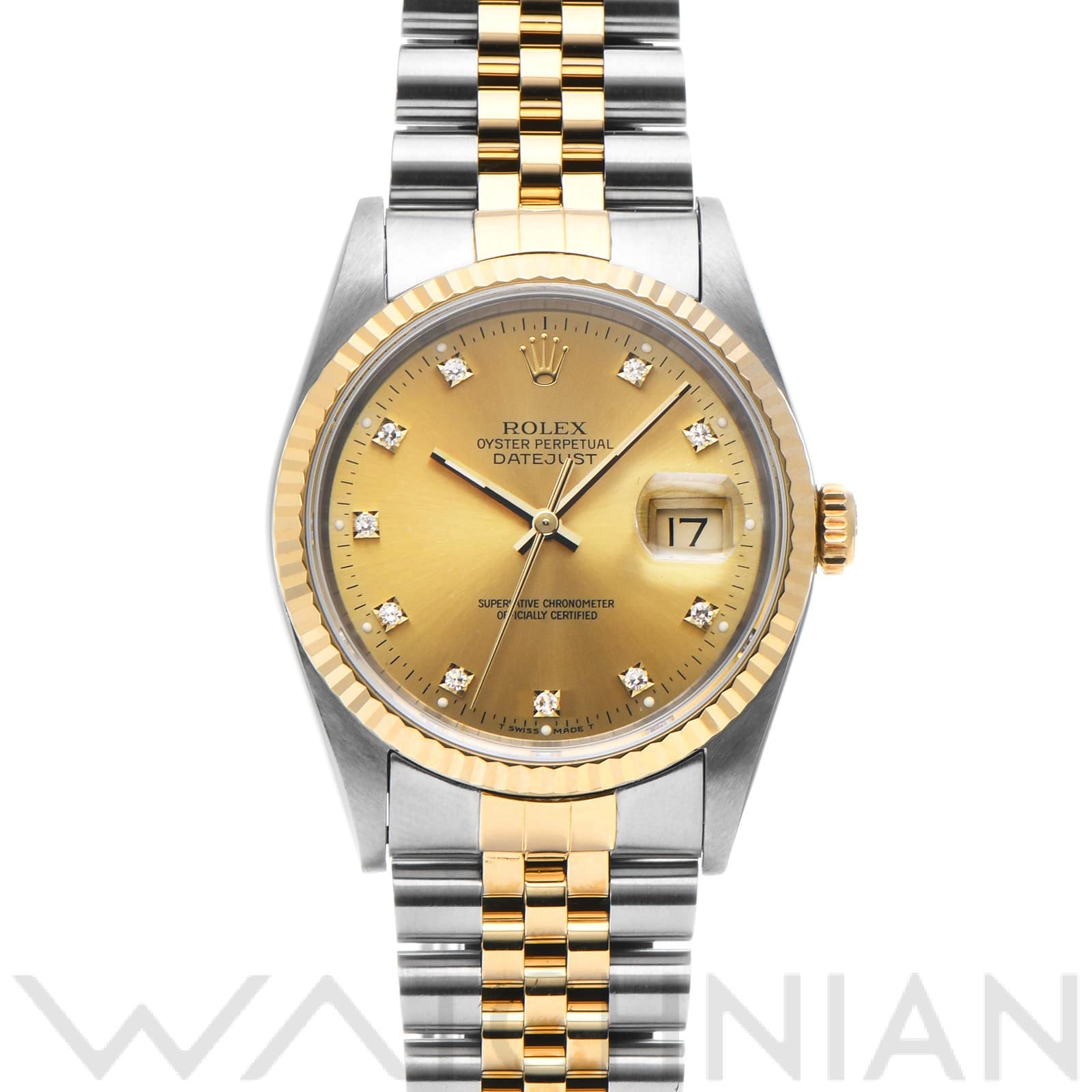 ロレックス デイトジャスト 16233G シャンパン/ダイヤモンド メンズ 時計 【中古】【wristwatch】