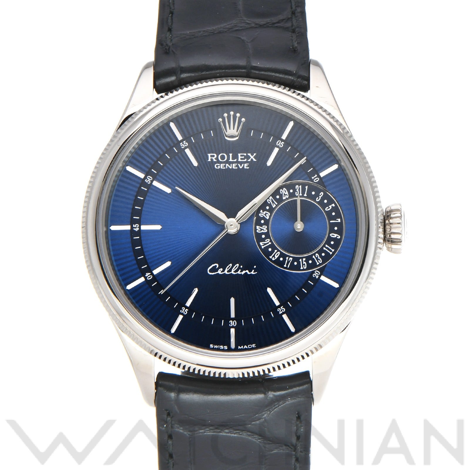 チェリーニ デイト 50519 ランダムシリアル ブライトブルー/ギョーシェ ロレックス ROLEX メンズ 【中古】
