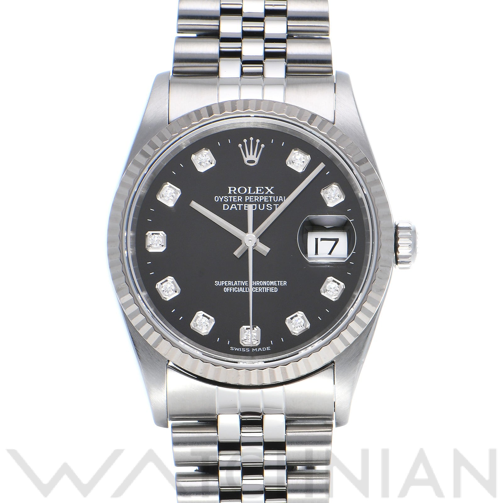 ロレックス デイトジャスト 16234G ブラック/ダイヤモンド メンズ 時計 【中古】【wristwatch】