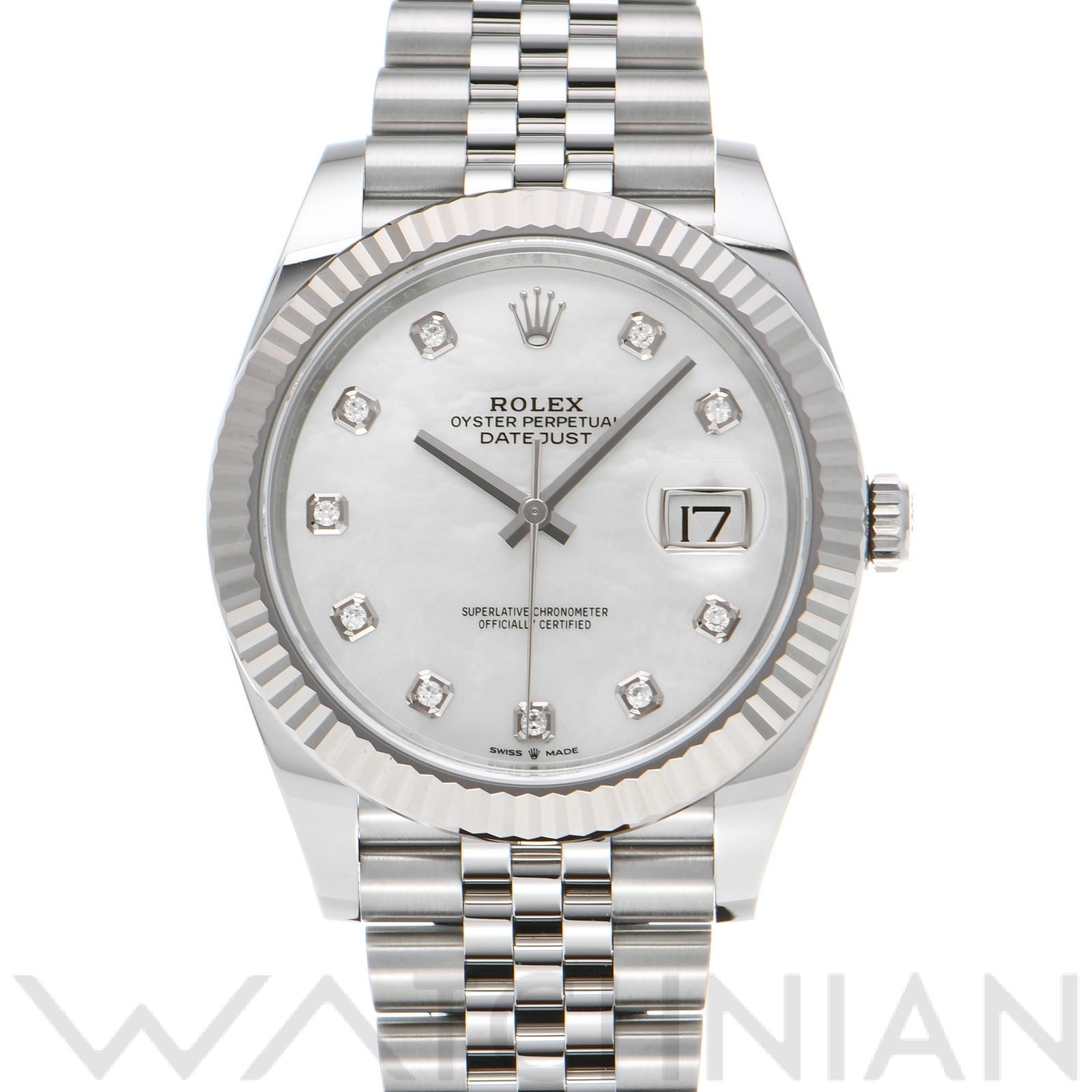 ロレックス / ROLEX デイトジャスト 41 126334NG ホワイトシェル/ダイヤモンド メンズ 時計 【中古】【wristwatch】