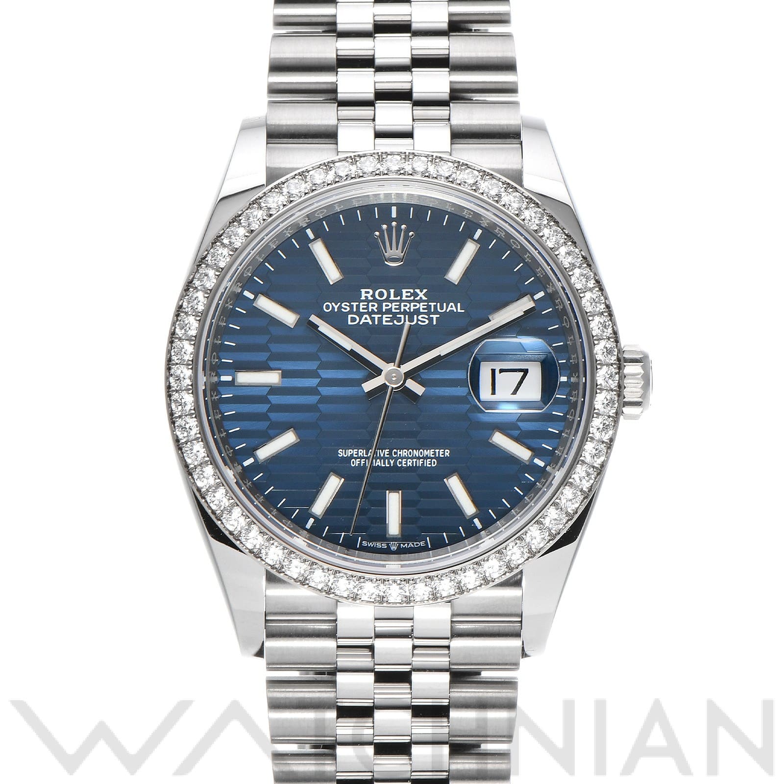 ロレックス デイトジャスト 36 126284RBR ブライトブルー/フルーテッドモチーフ メンズ 時計 【中古】【wristwatch】