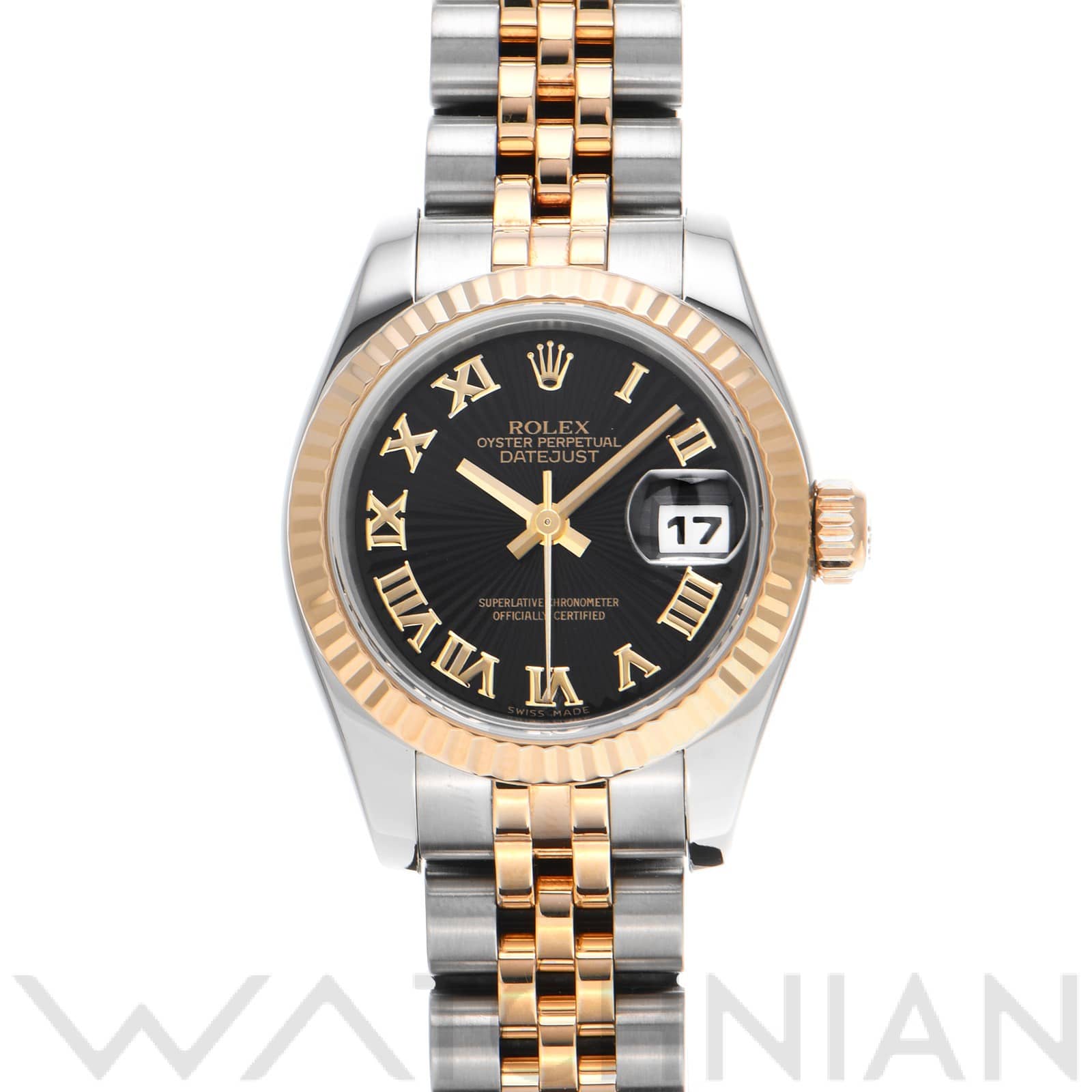 ロレックス レディ デイトジャスト 26 179173 ブラック/サンビーム レディース 時計 【中古】【wristwatch】