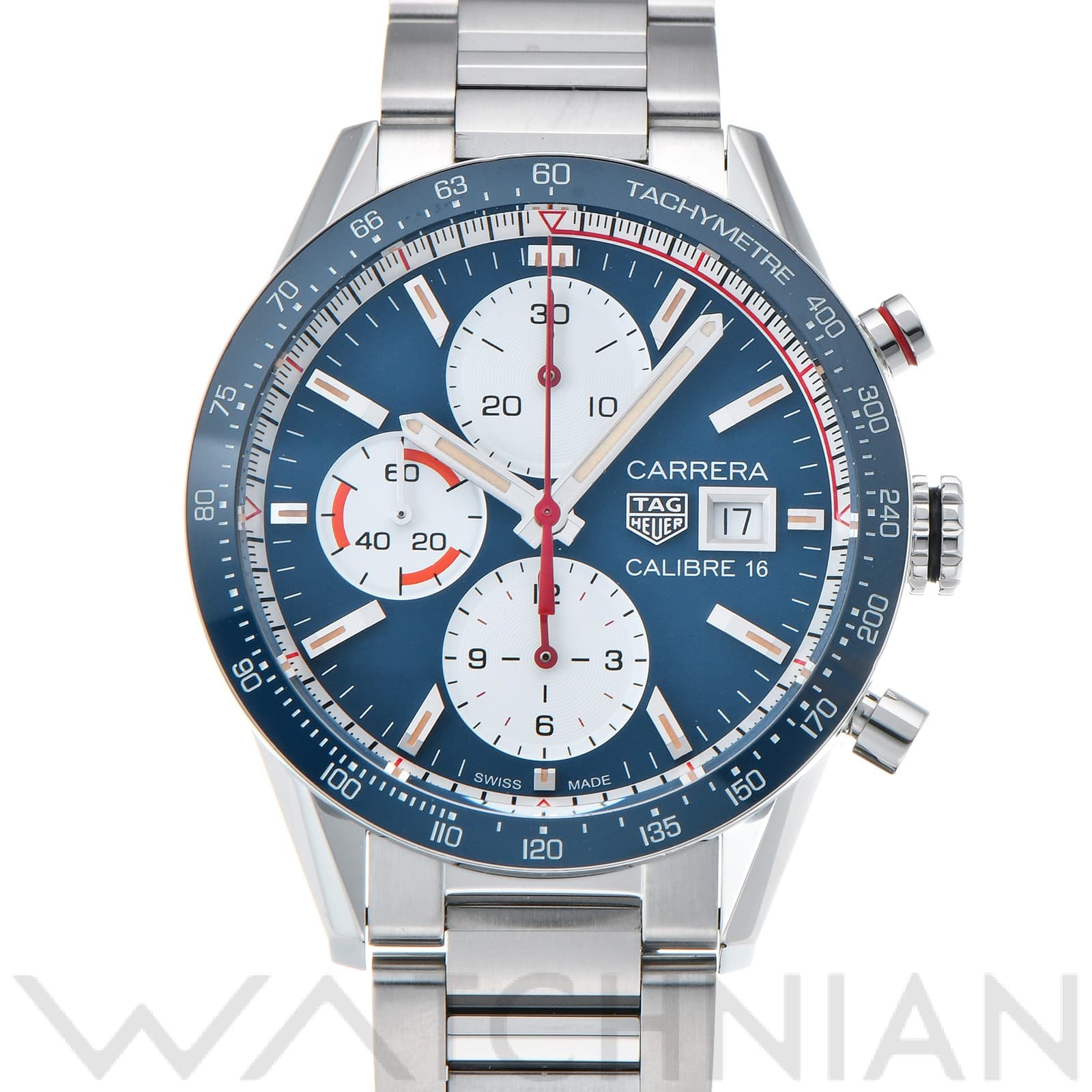 タグ ホイヤー / TAG HEUER カレラ キャリバー16 クロノグラフ CV201AR.BA0715 ブルー/ホワイト メンズ 時計 【中古】【wristwatch】