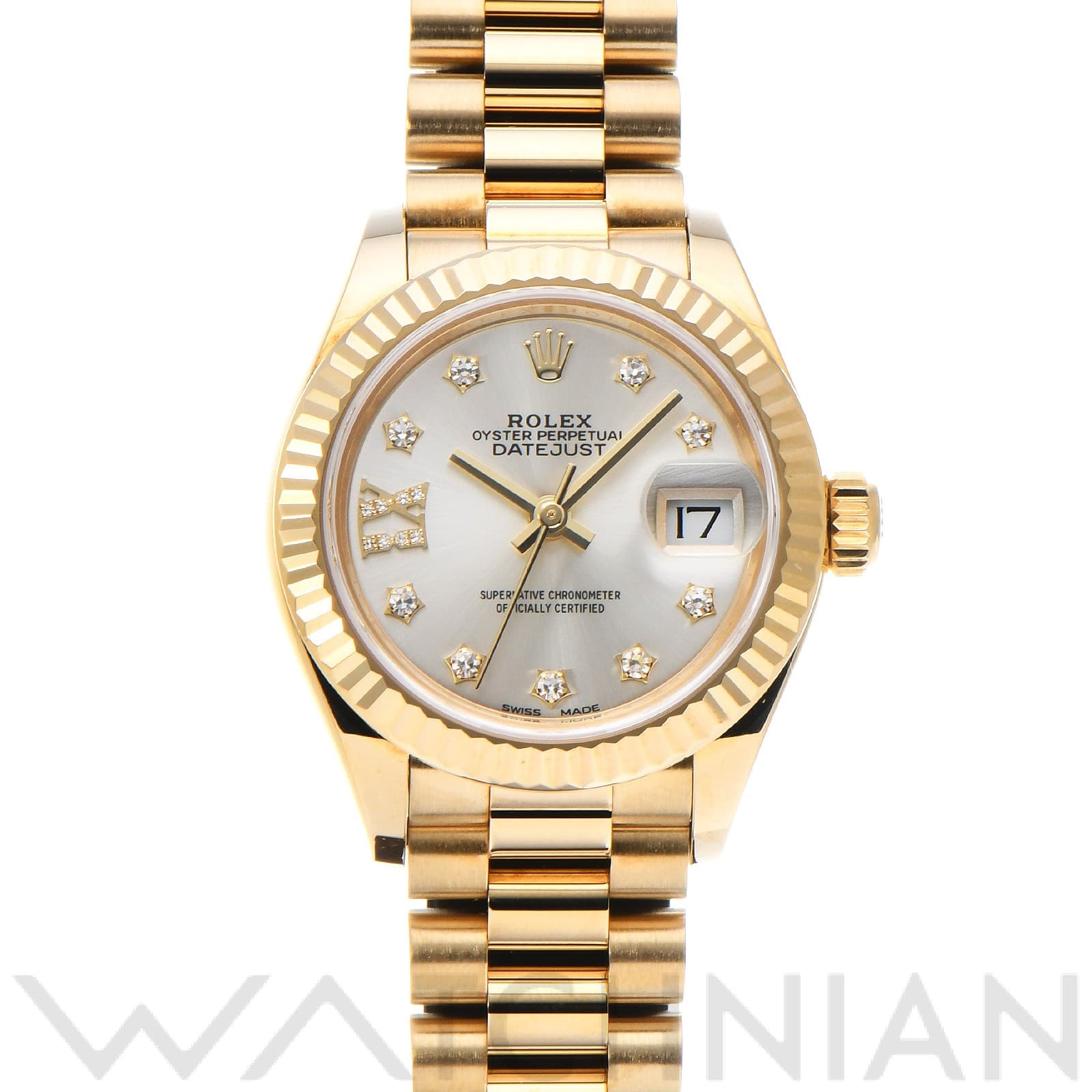 ロレックス レディ デイトジャスト 28 279178 シルバー/ダイヤモンド メンズ 時計 【中古】【wristwatch】