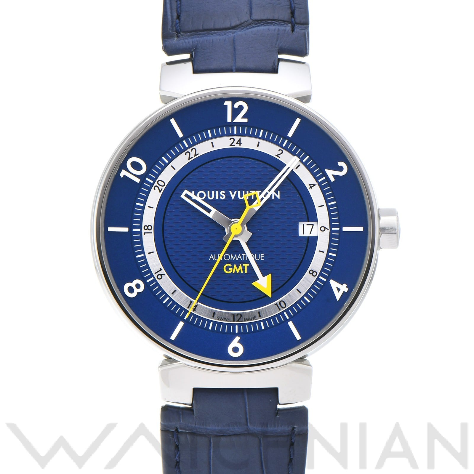 ルイ ヴィトン タンブール ムーン GMT QA027 ブルー メンズ 時計 【中古】【wristwatch】