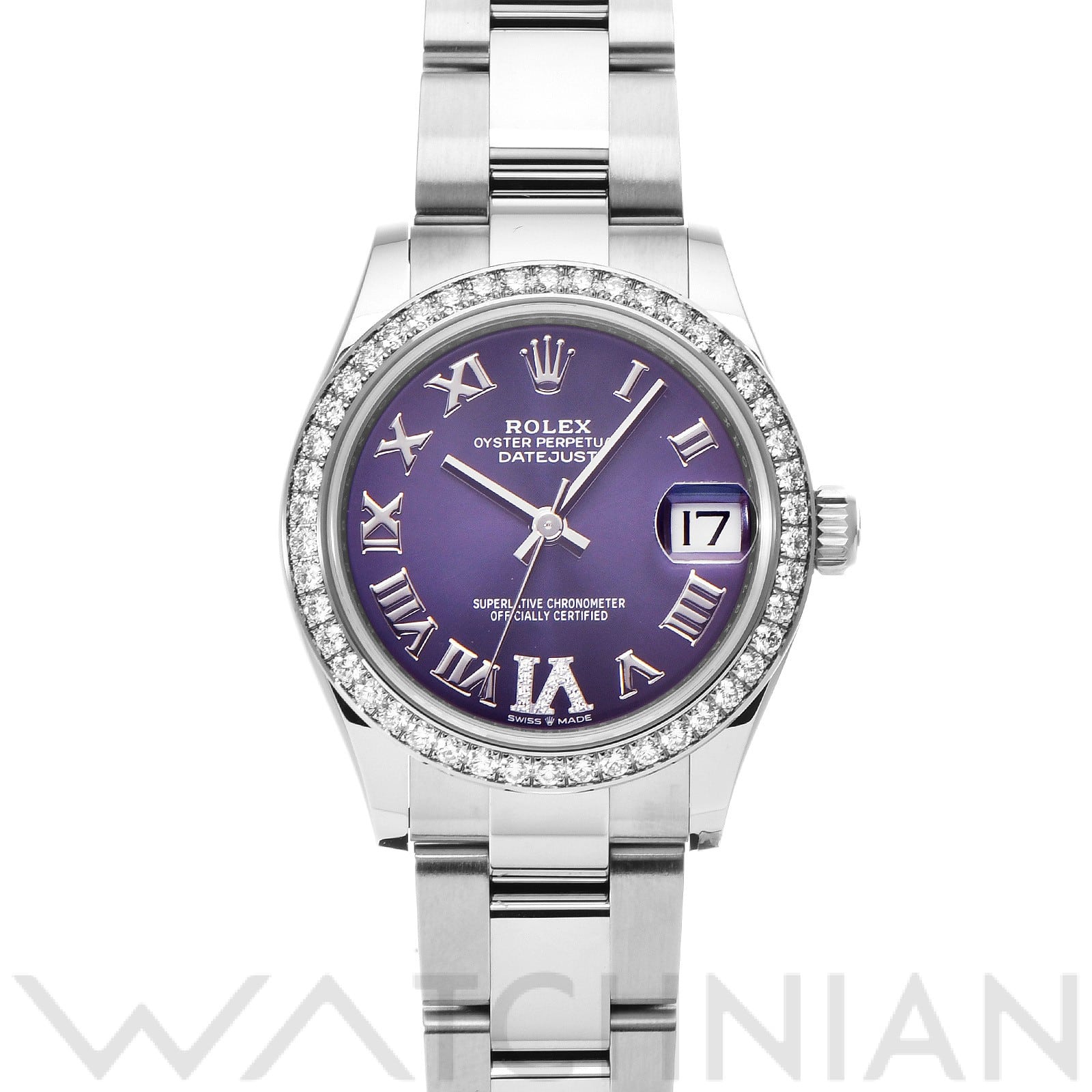 ロレックス デイトジャスト 31 278384RBR オーベルジーヌ/ダイヤモンド ユニセックス 時計 【中古】【wristwatch】