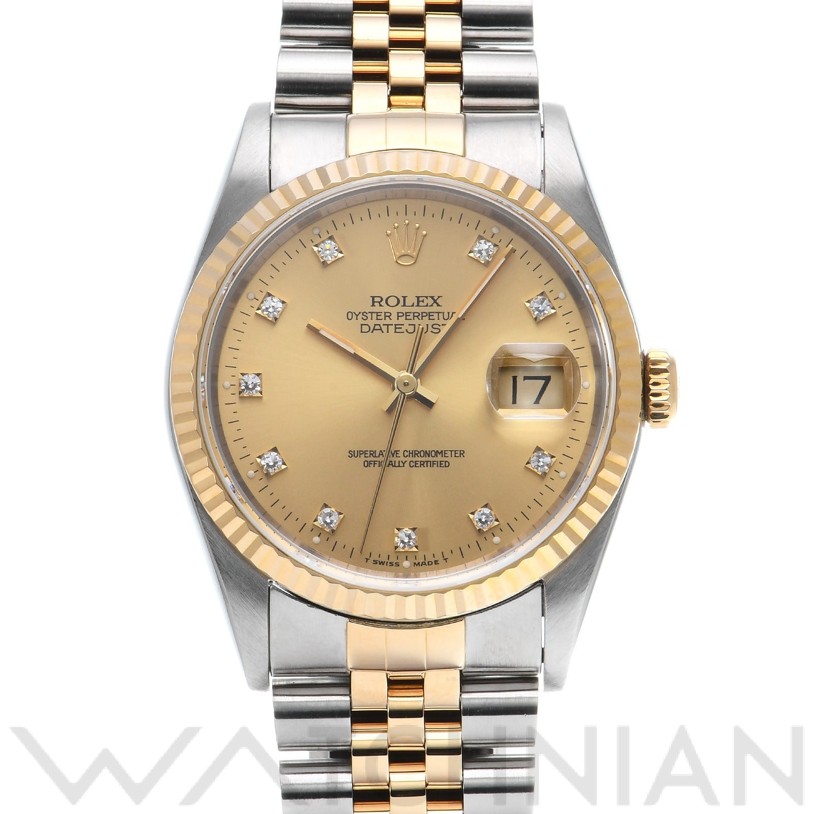 ロレックス デイトジャスト 16233G シャンパン/ダイヤモンド メンズ 時計 【中古】【wristwatch】