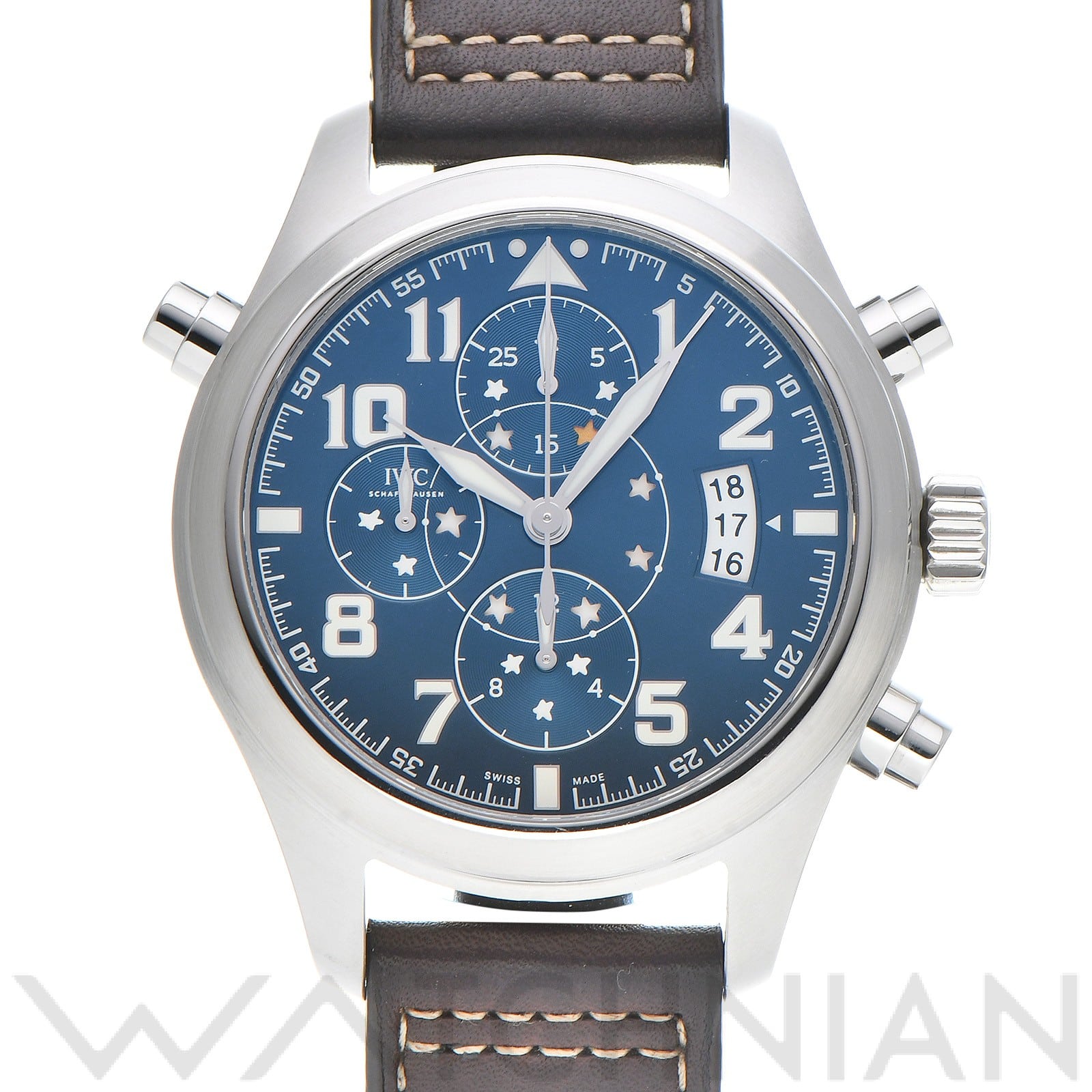 IWC パイロットウォッチ ダブル クロノグラフ プティ・プランス IW371807 ブルー メンズ 時計 【中古】【wristwatch】