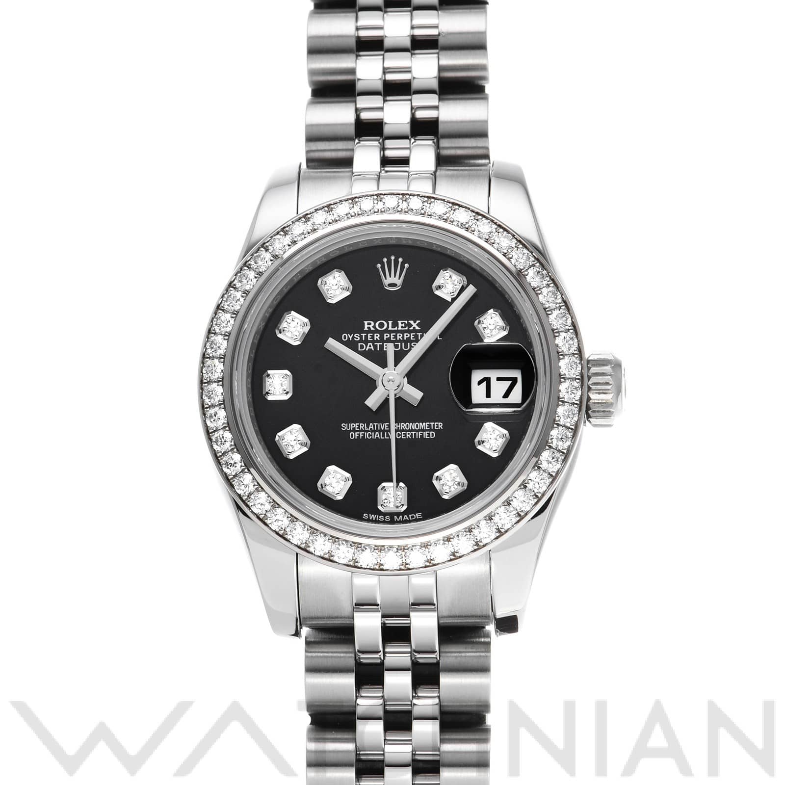 ロレックス レディ デイトジャスト 26 179384G ブラック/ダイヤモンド レディース 時計 【中古】【wristwatch】