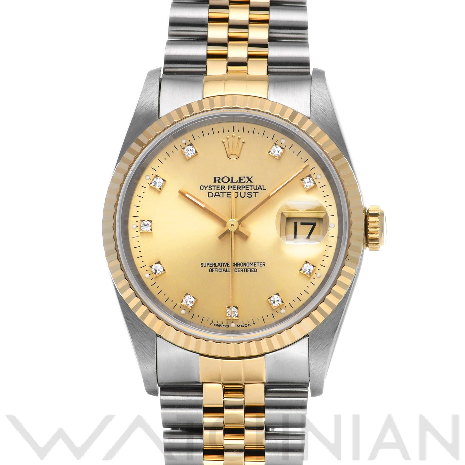 ロレックス デイトジャスト 16233G シャンパン/ダイヤモンド メンズ 時計 【中古】【wristwatch】