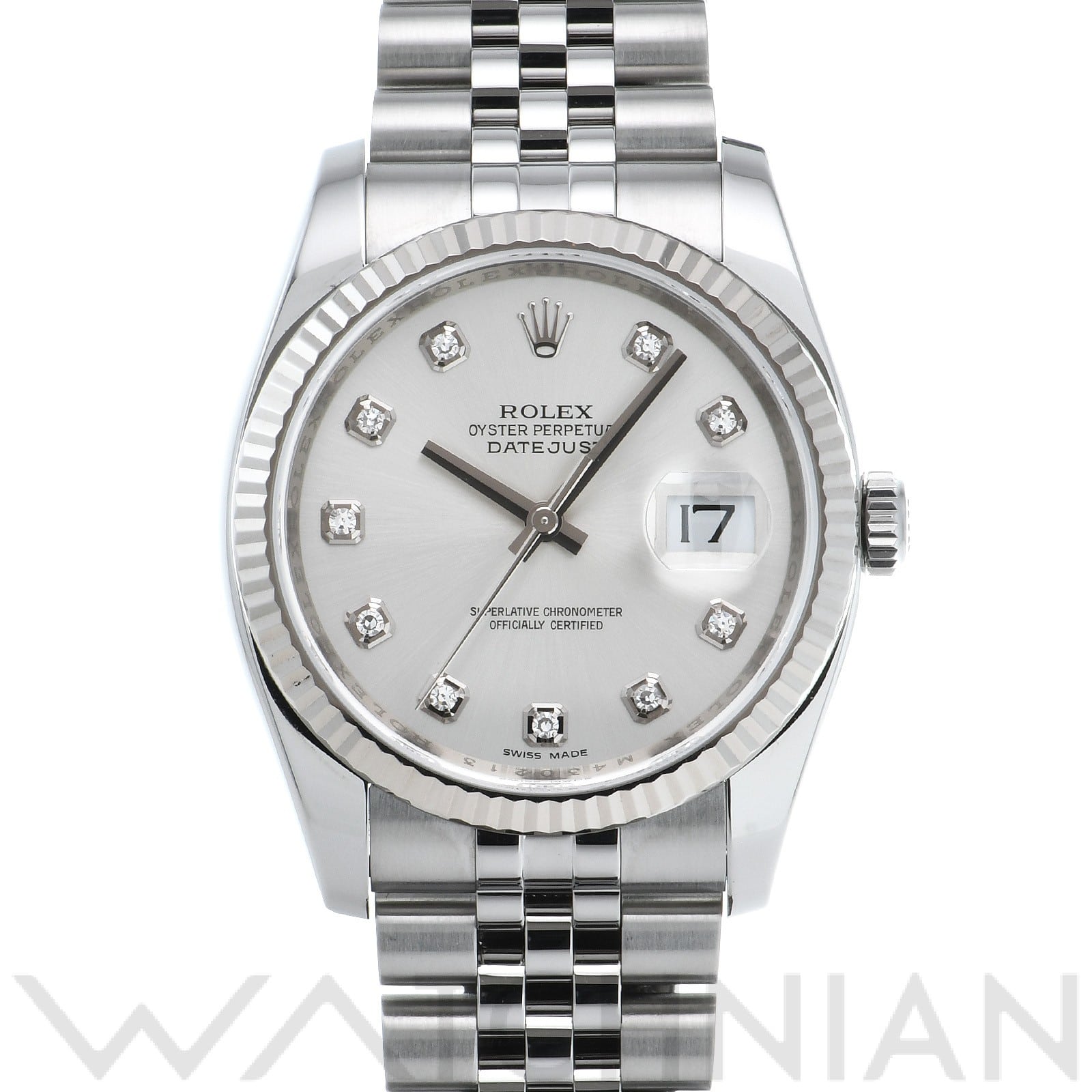 ロレックス デイトジャスト 36 116234G シルバー/ダイヤモンド メンズ 時計 【中古】【wristwatch】