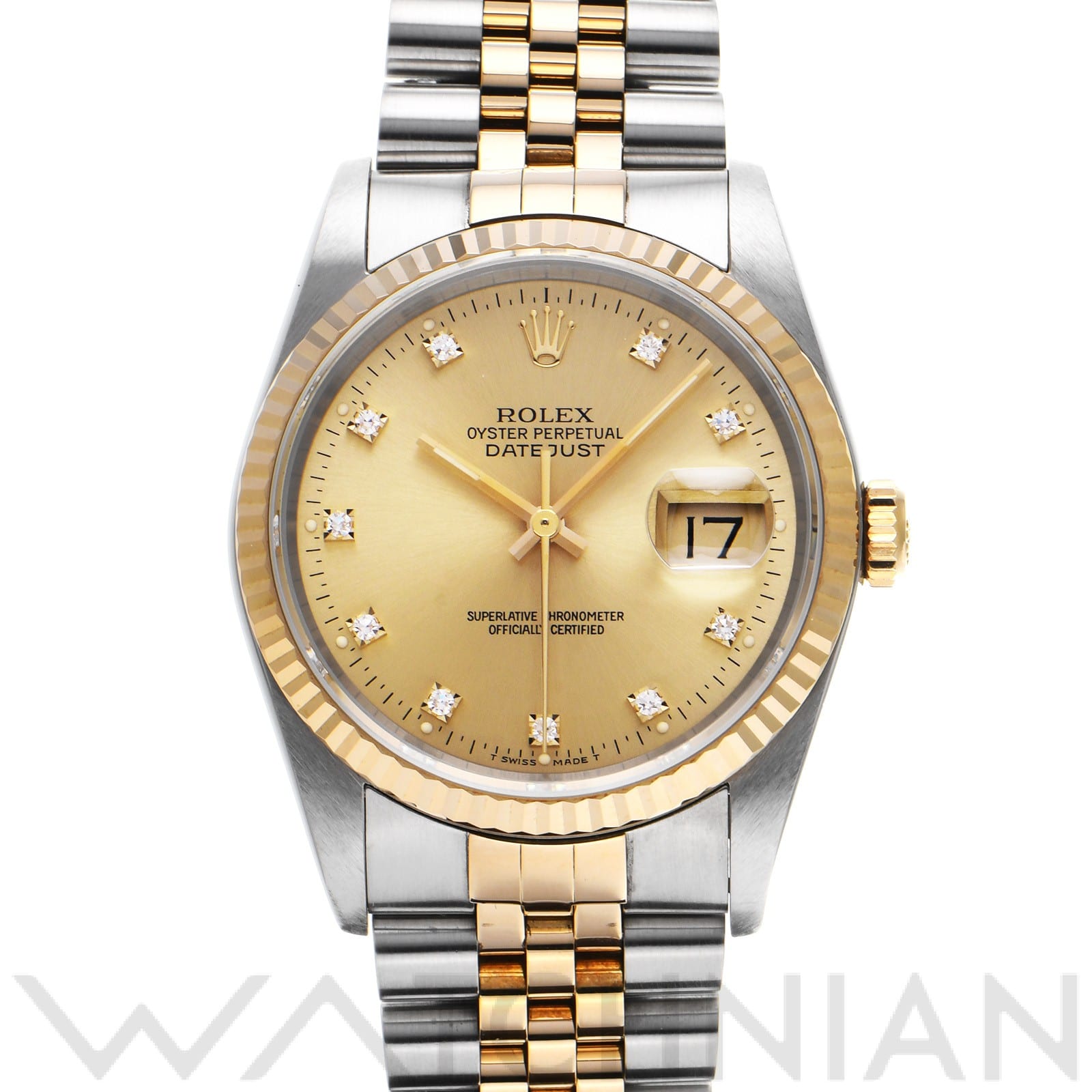 ロレックス デイトジャスト 16233G シャンパン/ダイヤモンド メンズ 時計 【中古】【wristwatch】