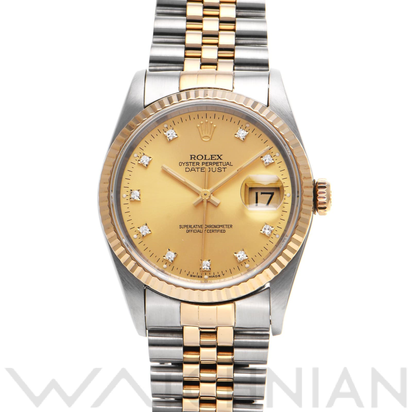 ロレックス デイトジャスト 16233G シャンパン/ダイヤモンド メンズ 時計 【中古】【wristwatch】