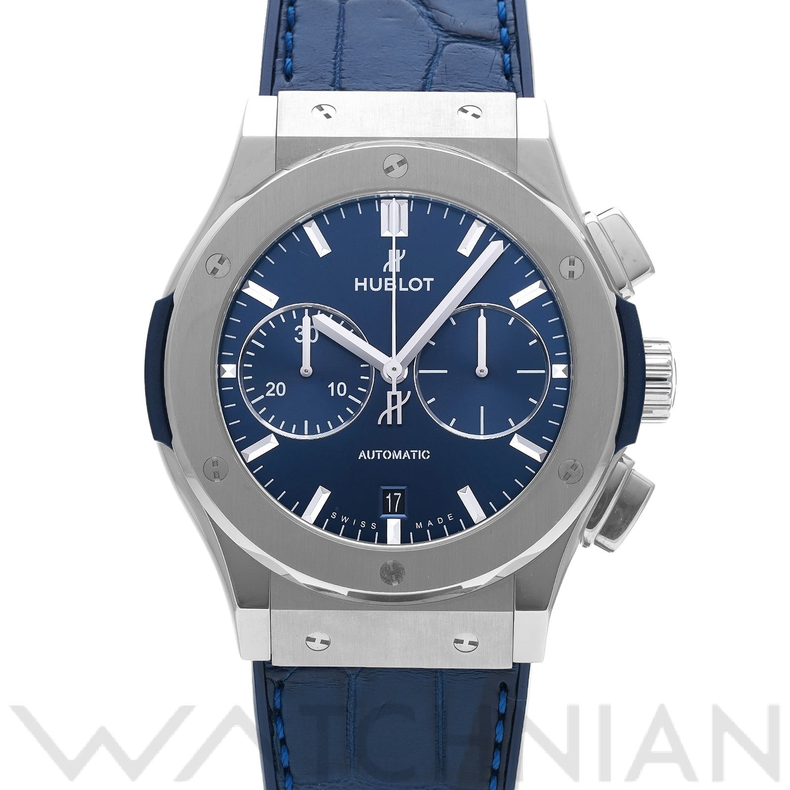 クラシックフュージョン クロノグラフ チタニウム ブルー 521.NX.7170.LR ブルー ウブロ HUBLOT メンズ 【中古】