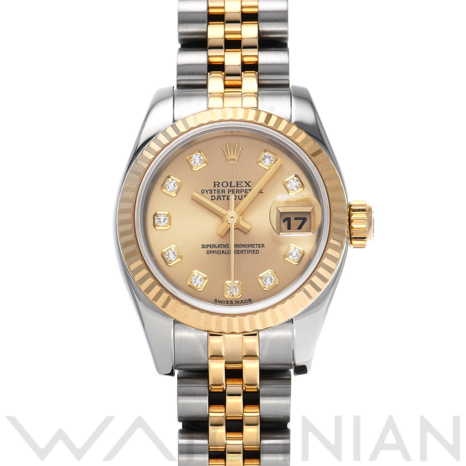 ロレックス レディ デイトジャスト 26 179173G シャンパン/ダイヤモンド レディース 時計 【中古】【wristwatch】