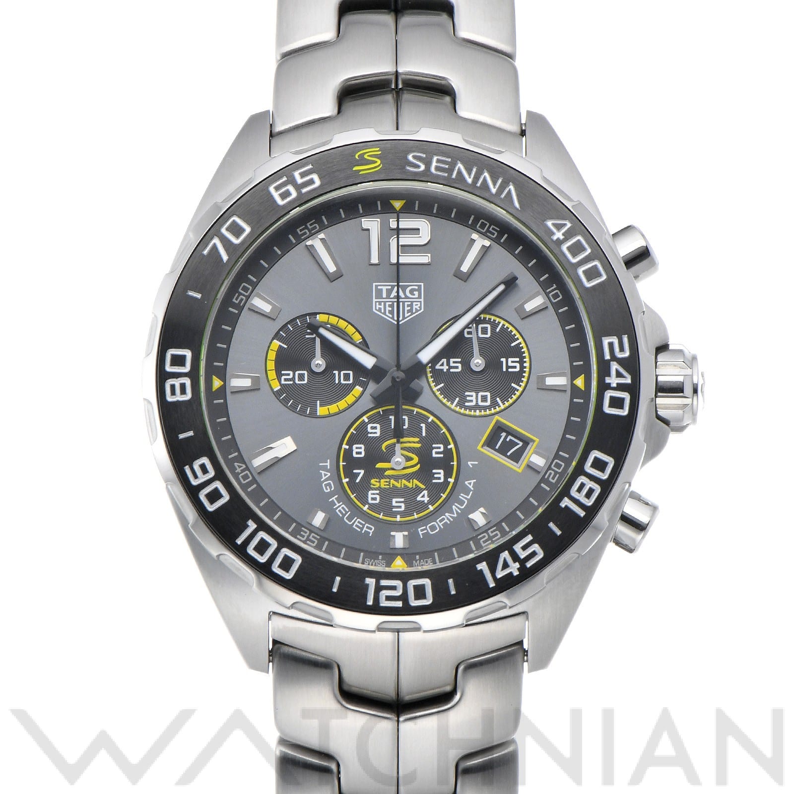 タグ ホイヤー / TAG HEUER フォーミュラ1 クォーツ クロノグラフ アイルトン・セナ CAZ101AF.BA0637 グレー/ブラック メンズ 時計 【中古】【wristwatch】
